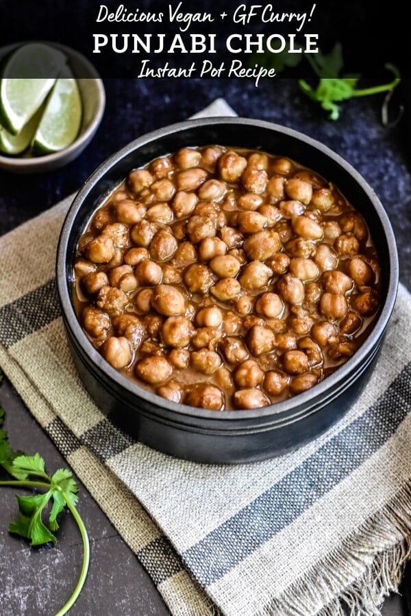easy chickpea curry in black bowl