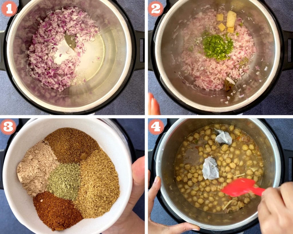 four step grid for punjabi chole recipe