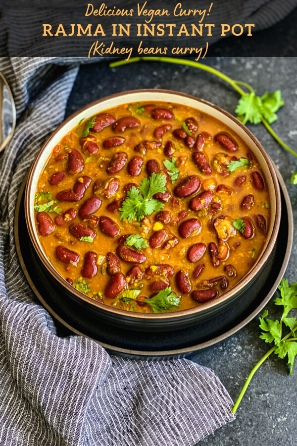 Rajma curry in a bowl garnished with cilantro