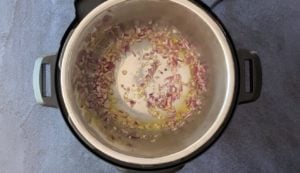 sauteing onions and garlic in oil in steel inner pot of instant pot
