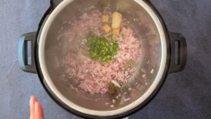 sauteing onions, ginger, and serrano chiles in instant pot