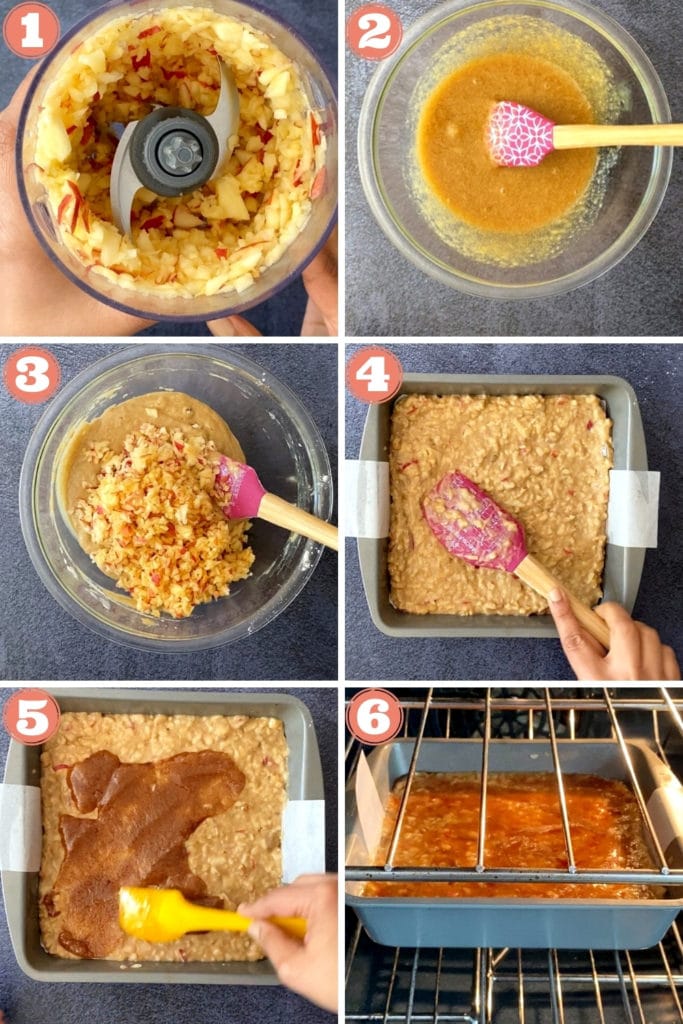 six grid photo for steps to make apple cinnamon cake