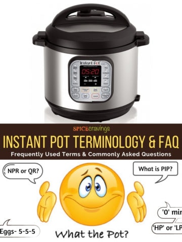 Instant pot image with smiley with speech bubbles at the bottom