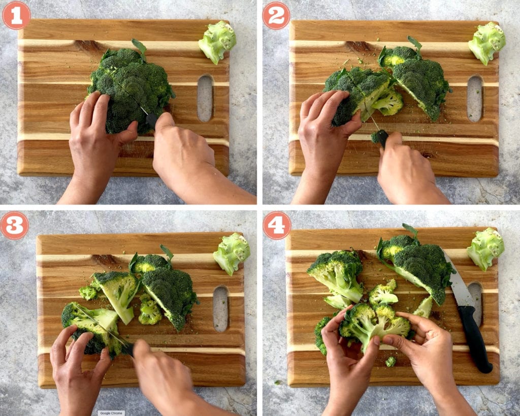 Instructions for how to cut broccoli