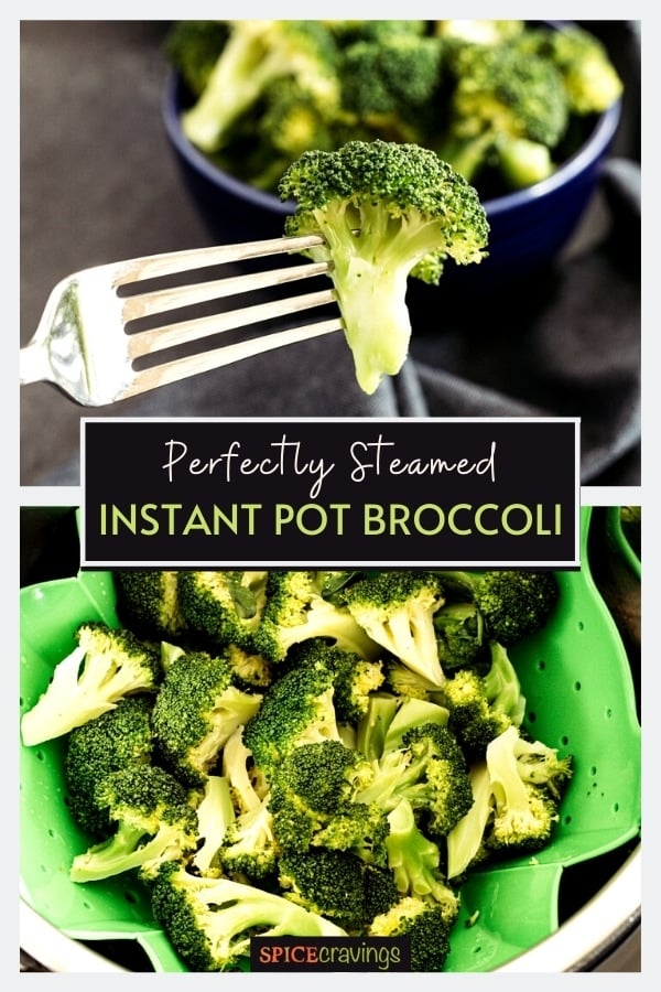 Bowls of steamed broccoli cooked in a pressure cooker