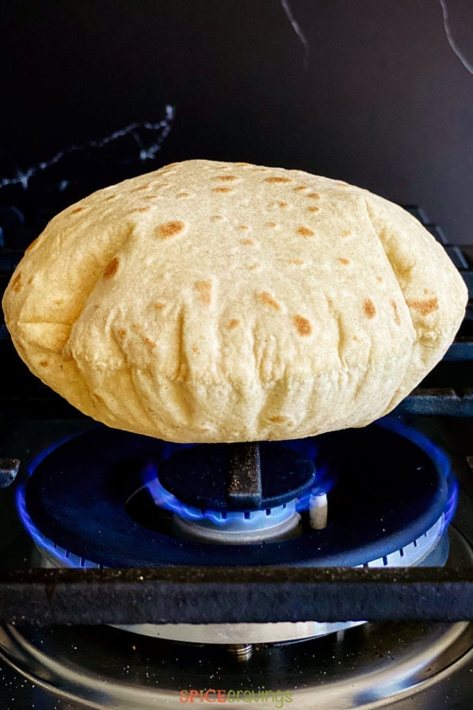 A puffed up Indian roti