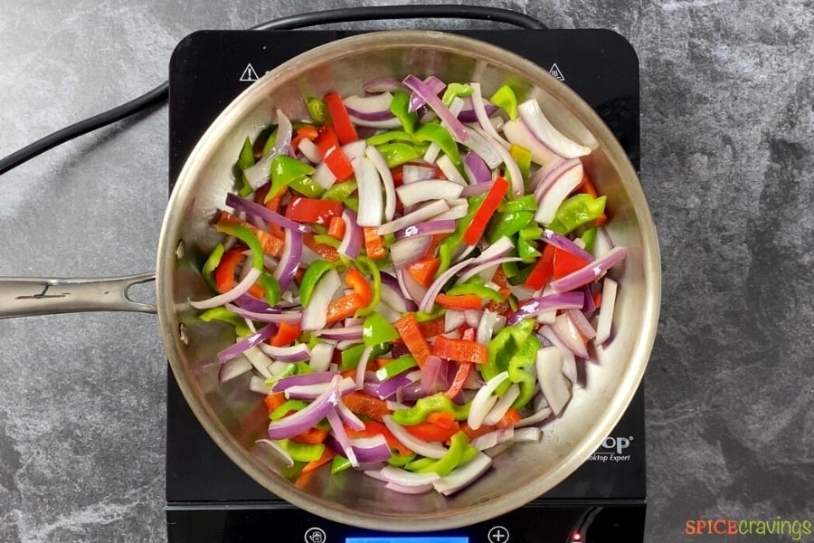 Veggies cooking in a pan