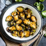 Air Fryer Balsamic Brussel Sprouts in bowl