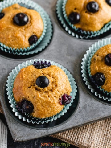 close up shot of blueberry muffins