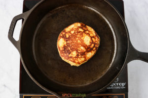 Brownes pancake in a skillet