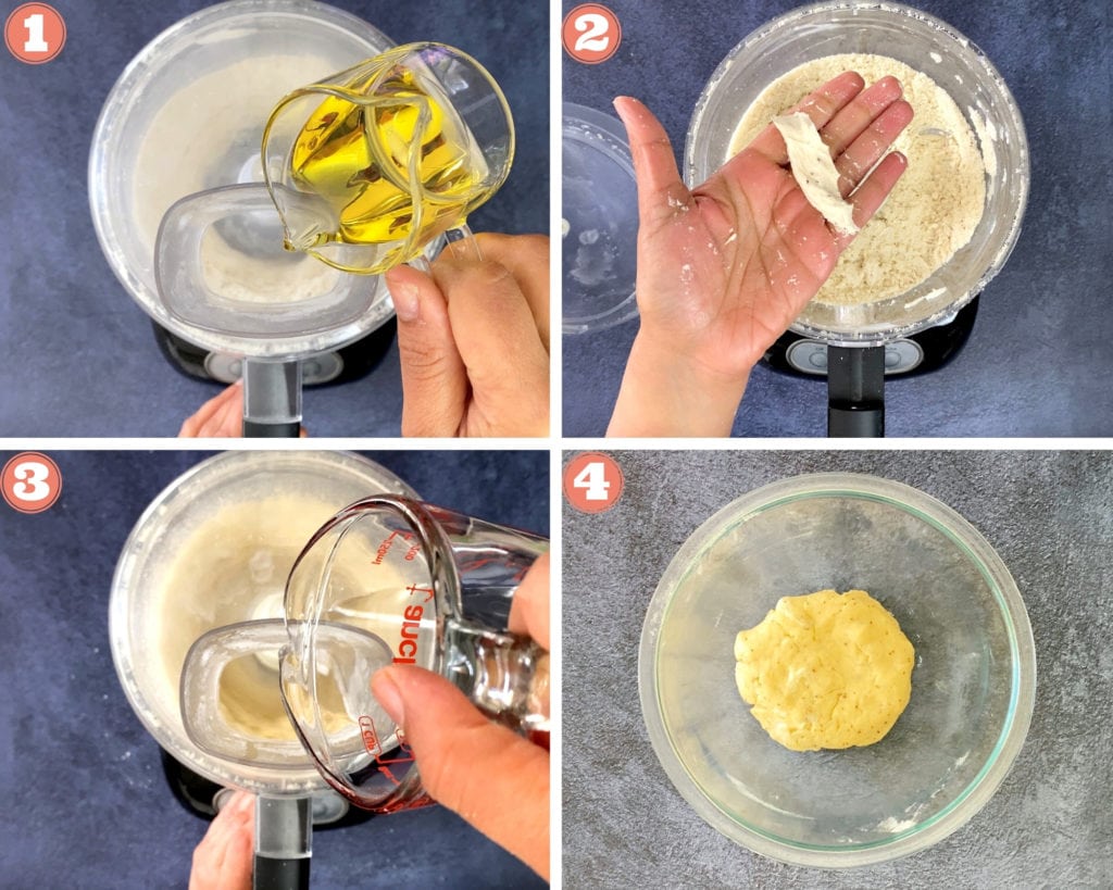 four step grid for samosa dough