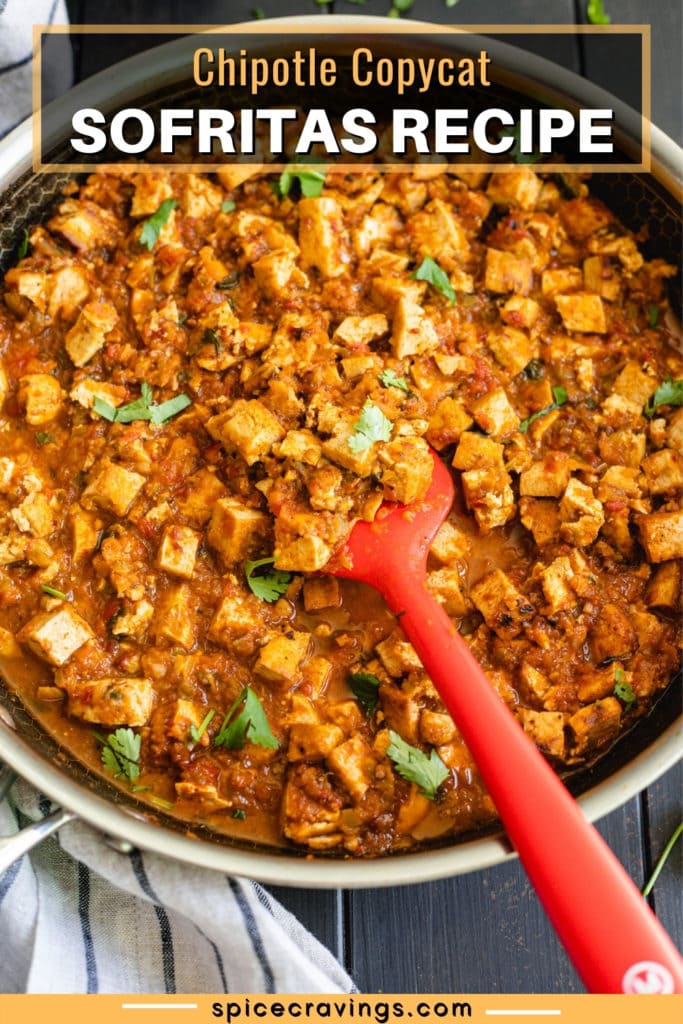 Braised spiced tofu in a skillet