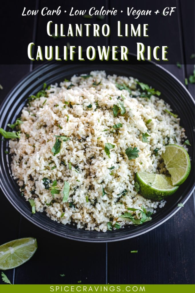 cauliflower rice with lime in bowl