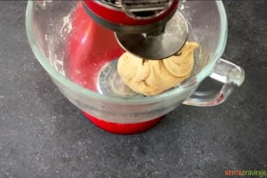 Kneading dough in stand mixer
