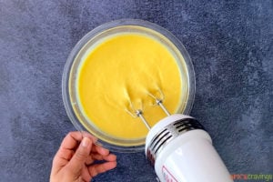 Mango puree mixed with electric beater