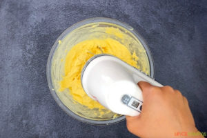 Whipping ice cream mixture in a bowl