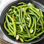 plate of air fryer green beans above