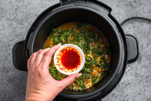 Adding soaked saffron to the Instant Pot