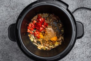 Chopped tomato and spices in instant pot