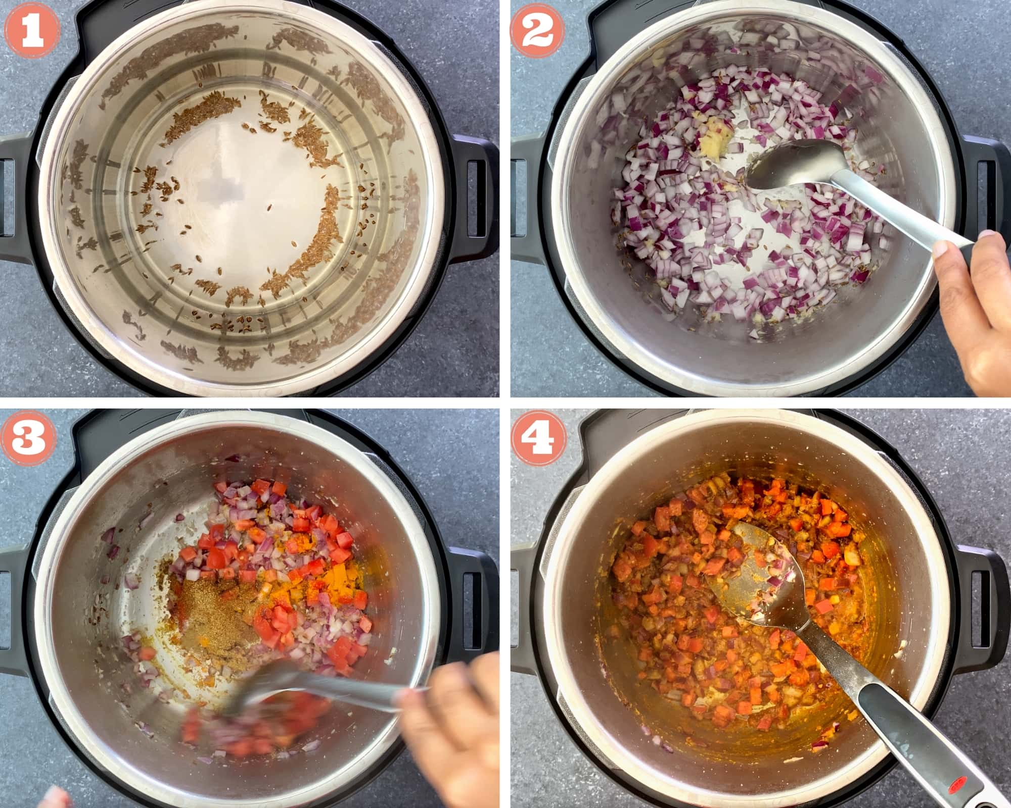 four step grid making green moong dal in instant pot