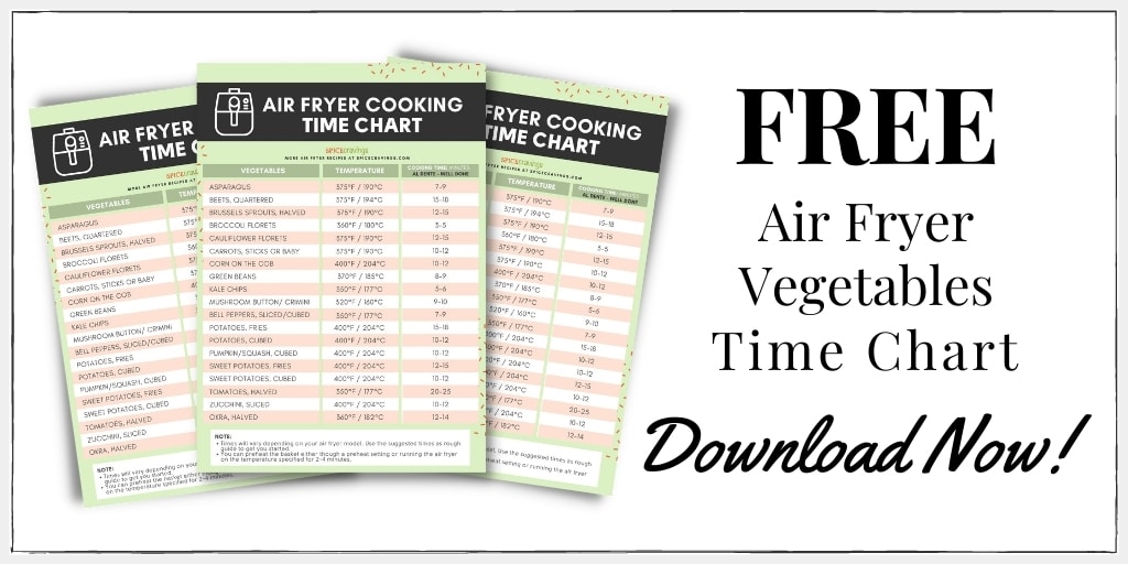 Three Time charts with title "air fryer cooking time chart"