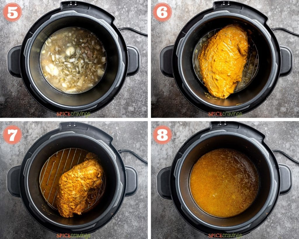 four step grid preparing tandoori turkey in Instant Pot