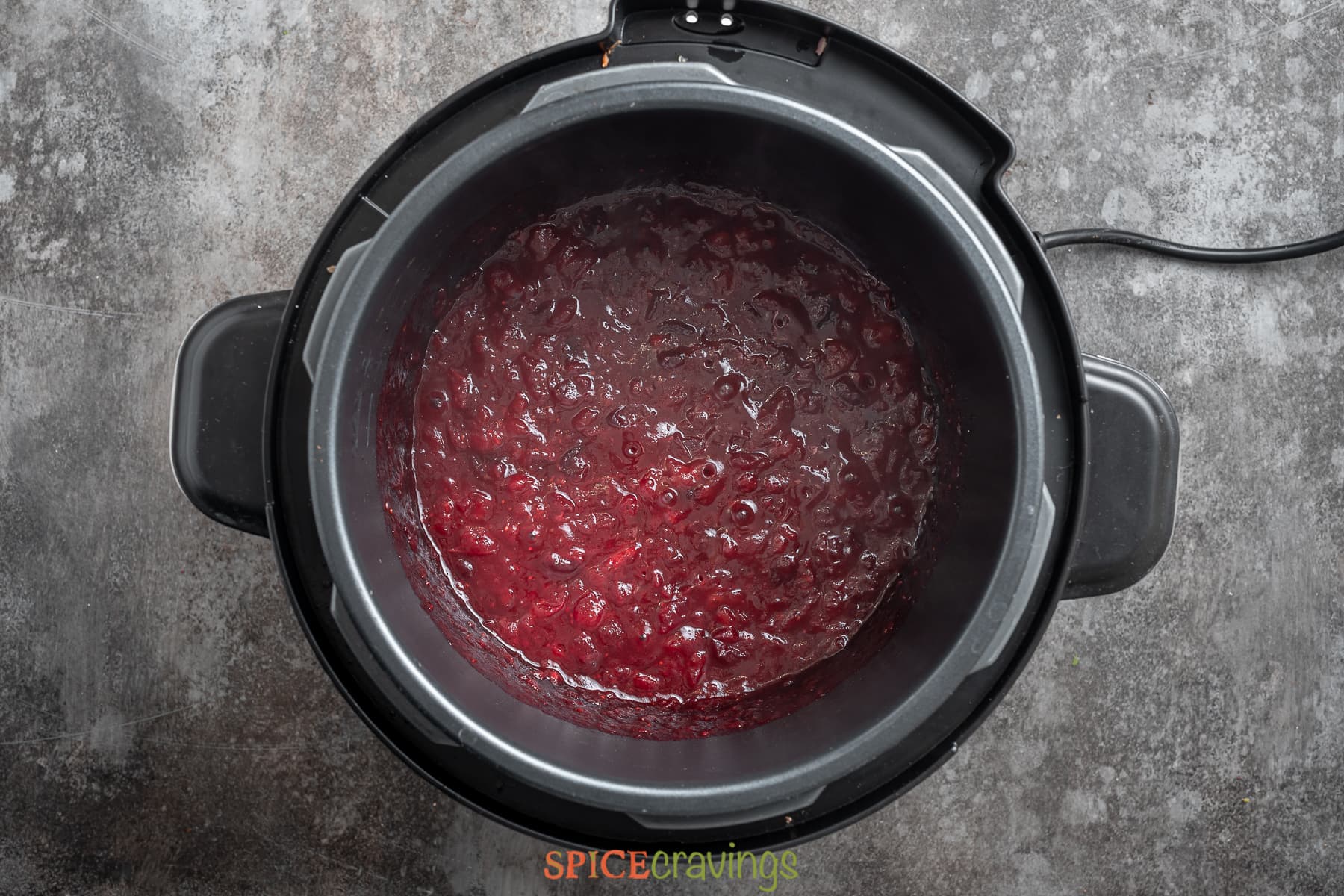 cranberry chutney simmering in the instant pot