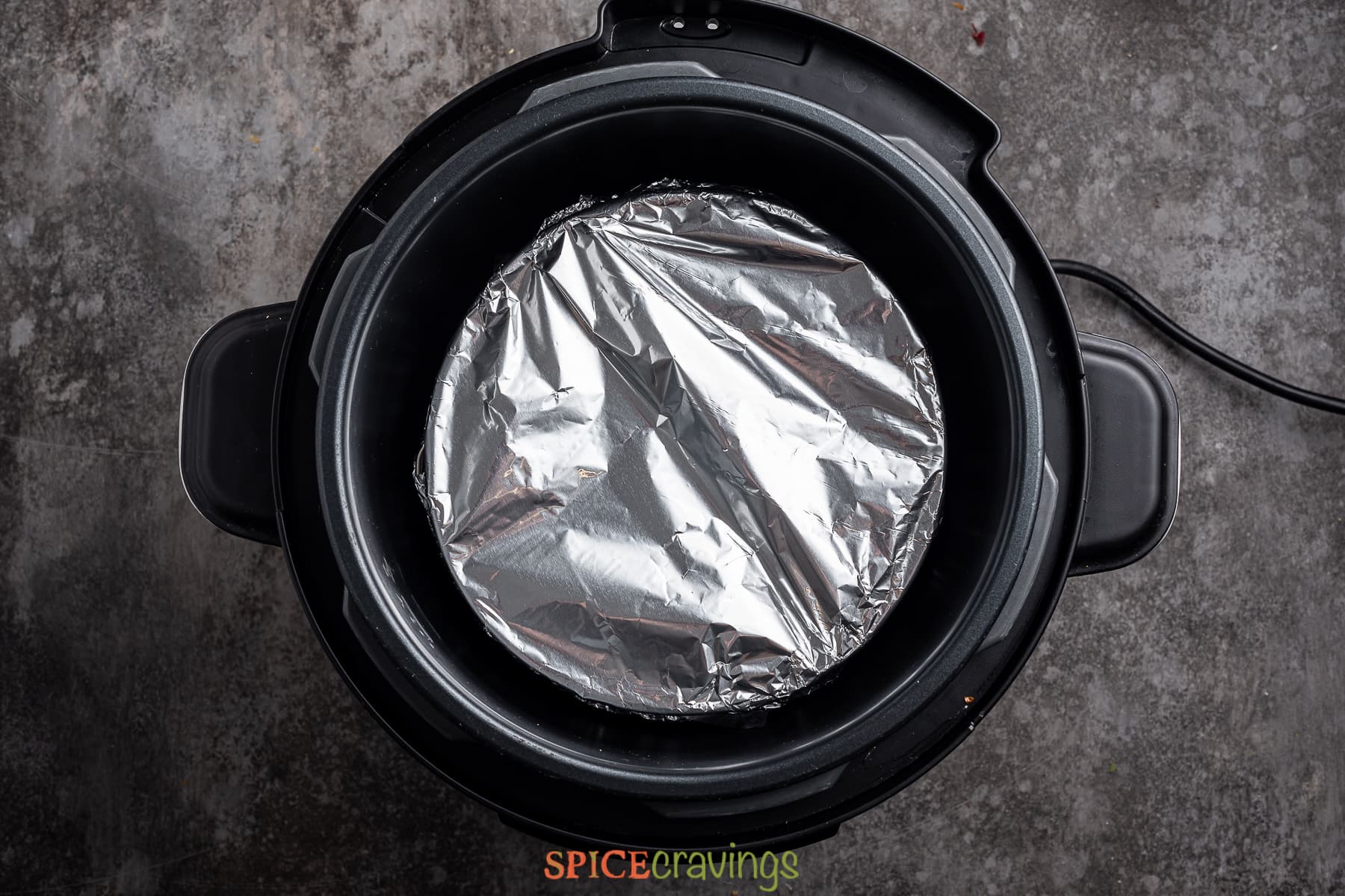 Aluminum covered baking dish in instant pot