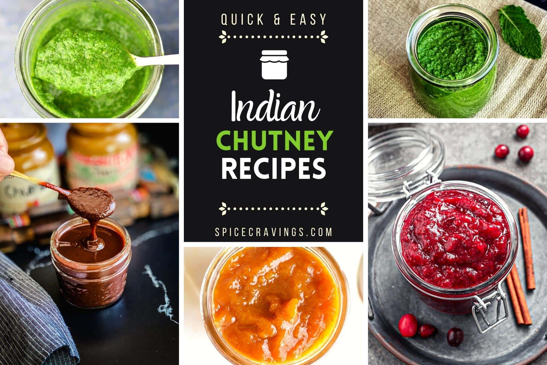 5-image grid of popular Indian chutney recipes