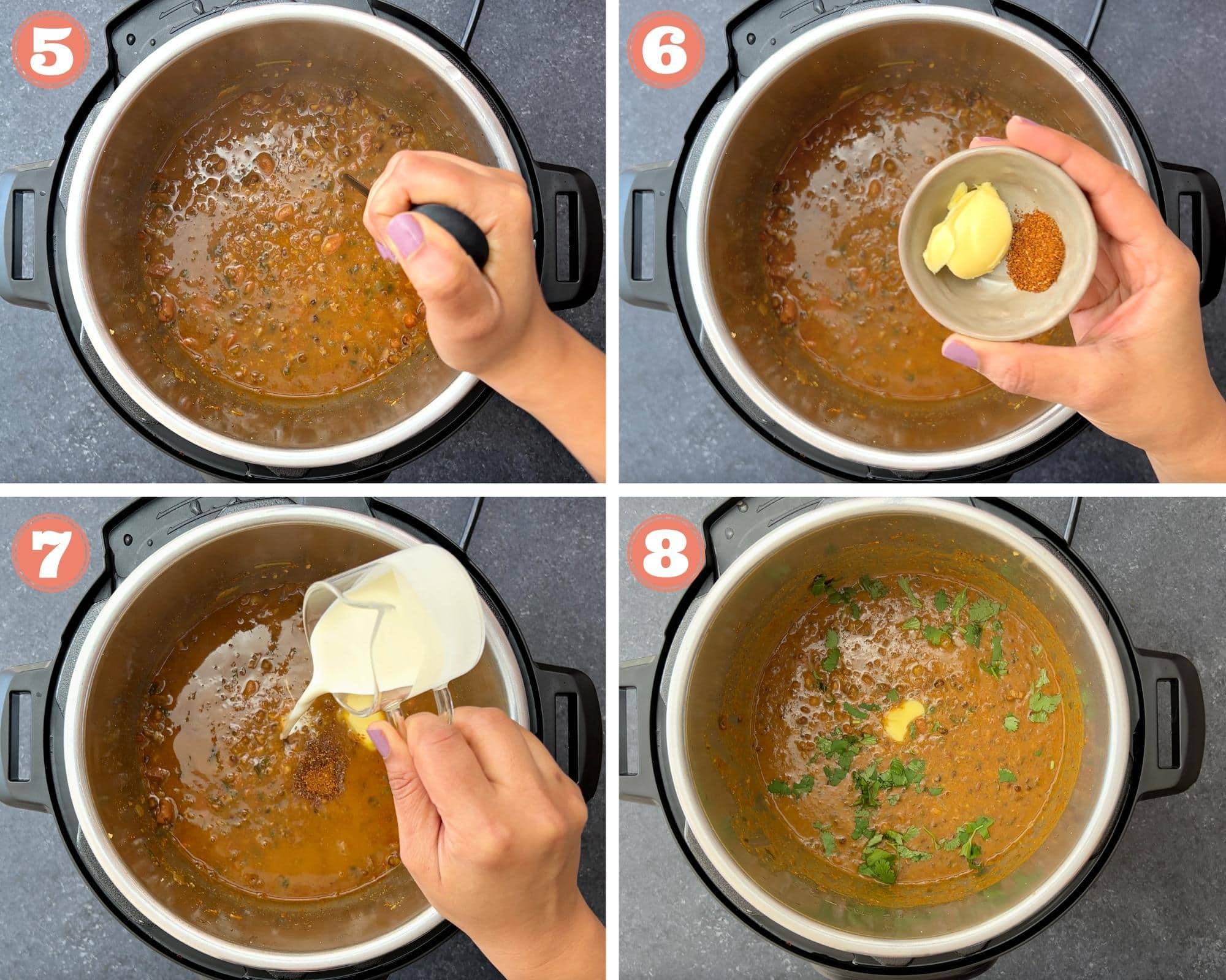 four step grid finishing recipe for dal makhani in pressure cooker