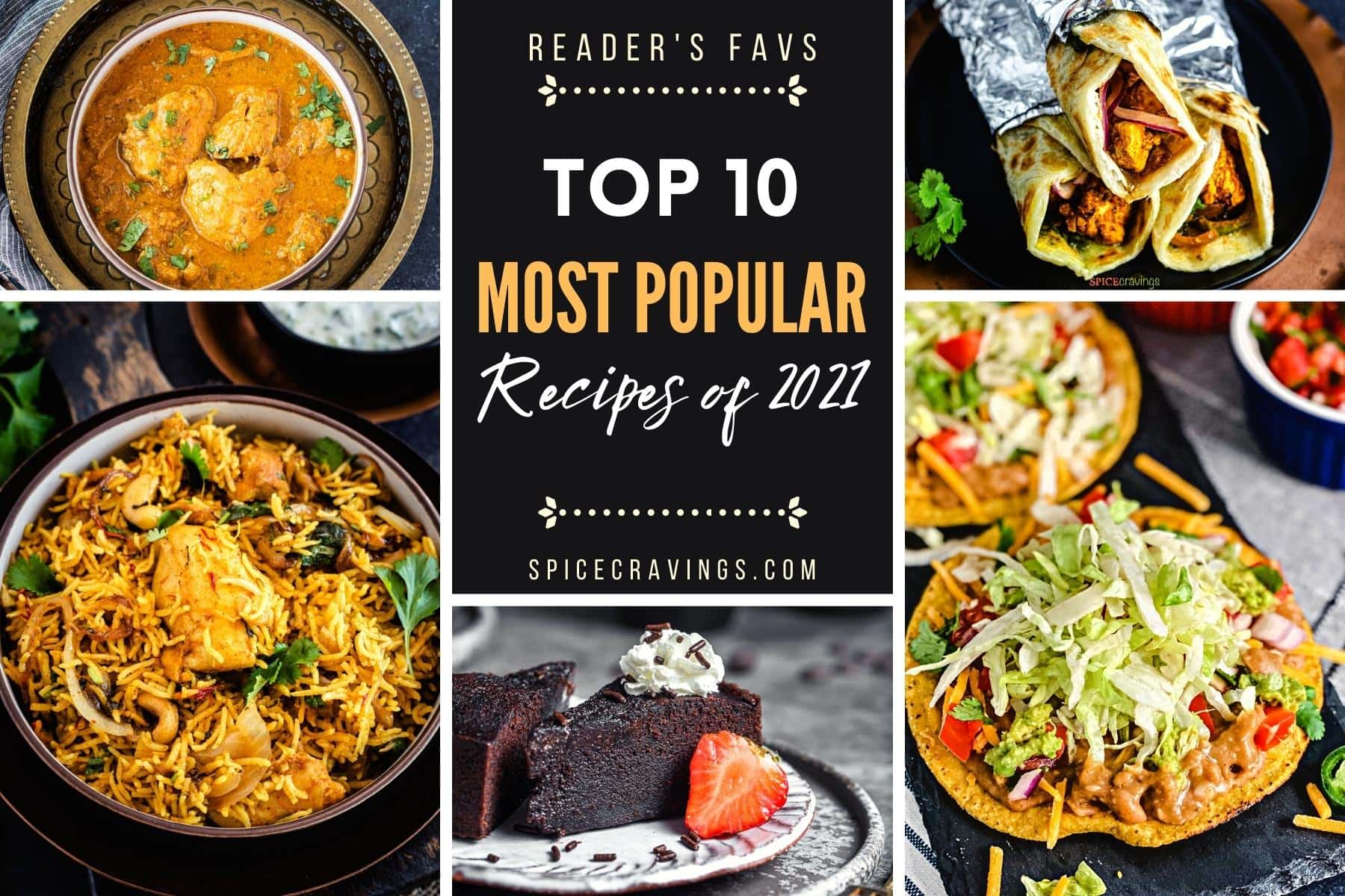 5-image poster of recipes with caption "Top 10 Most Popular Recipes"