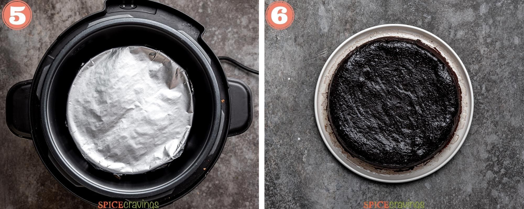 two step grid baking chocolate cake without flour in Instant Pot