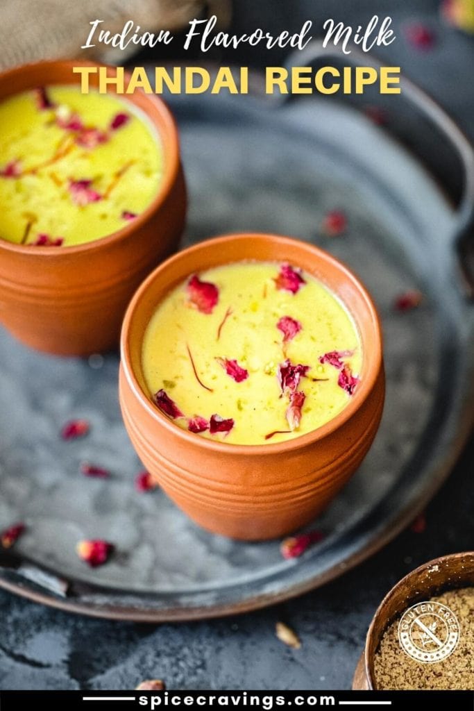 Indian flavored milk with rose petals