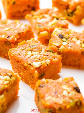 Carrot fudge garnished with nuts