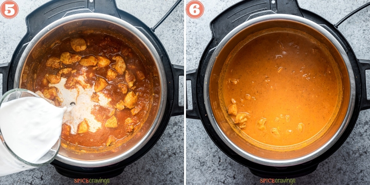 two step grid finishing chicken curry with coconut milk in instant pot