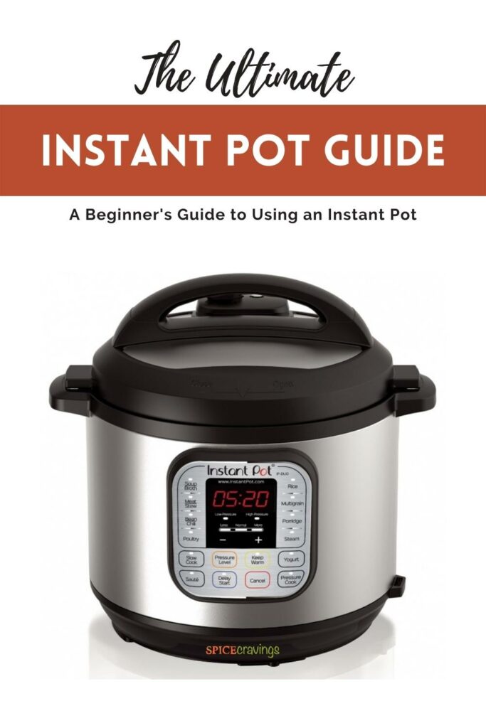 Picture of instant pot in poster with title "instant pot guide"