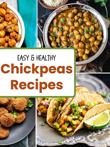 4-image collage of chickpeas recipes