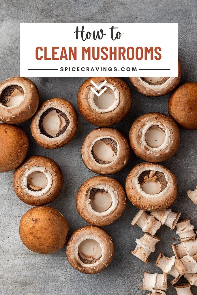 stemmed and cleaned crimini mushrooms