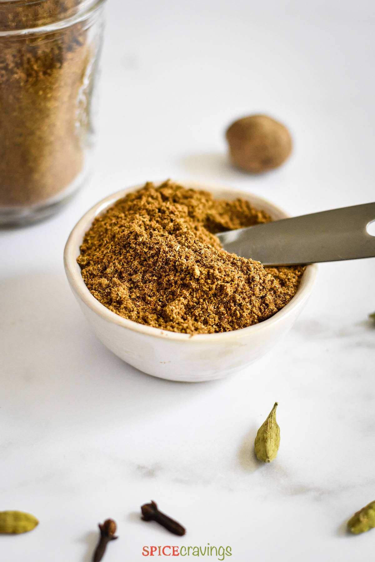 Close up of spoon in spice blend