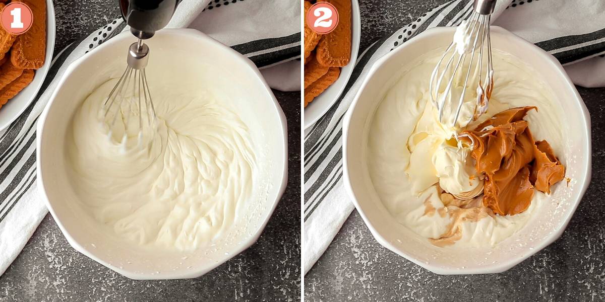 two step grid making Biscoff mascarpone cream